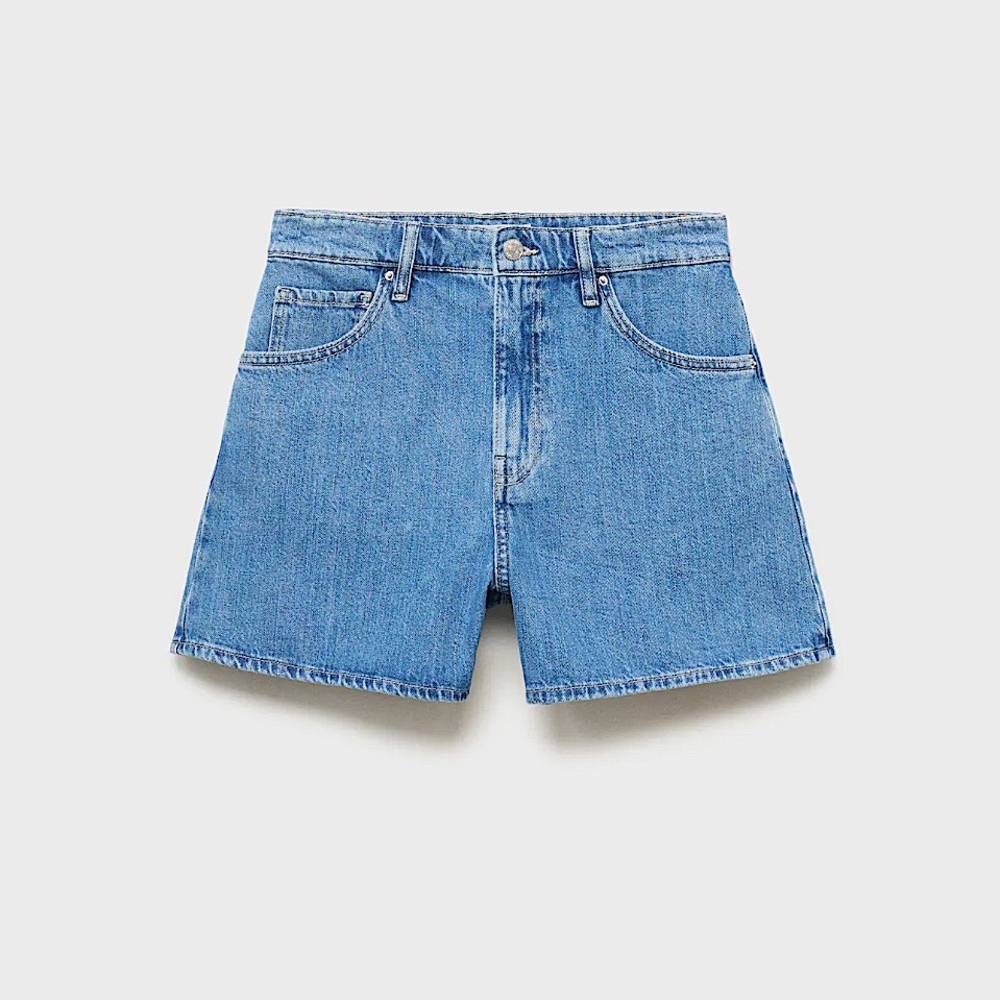 MANGO | High-Waisted straight-fit denim shorts